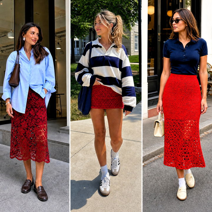 15 Red Crochet Skirt Outfit Ideas for Bold Summer Style