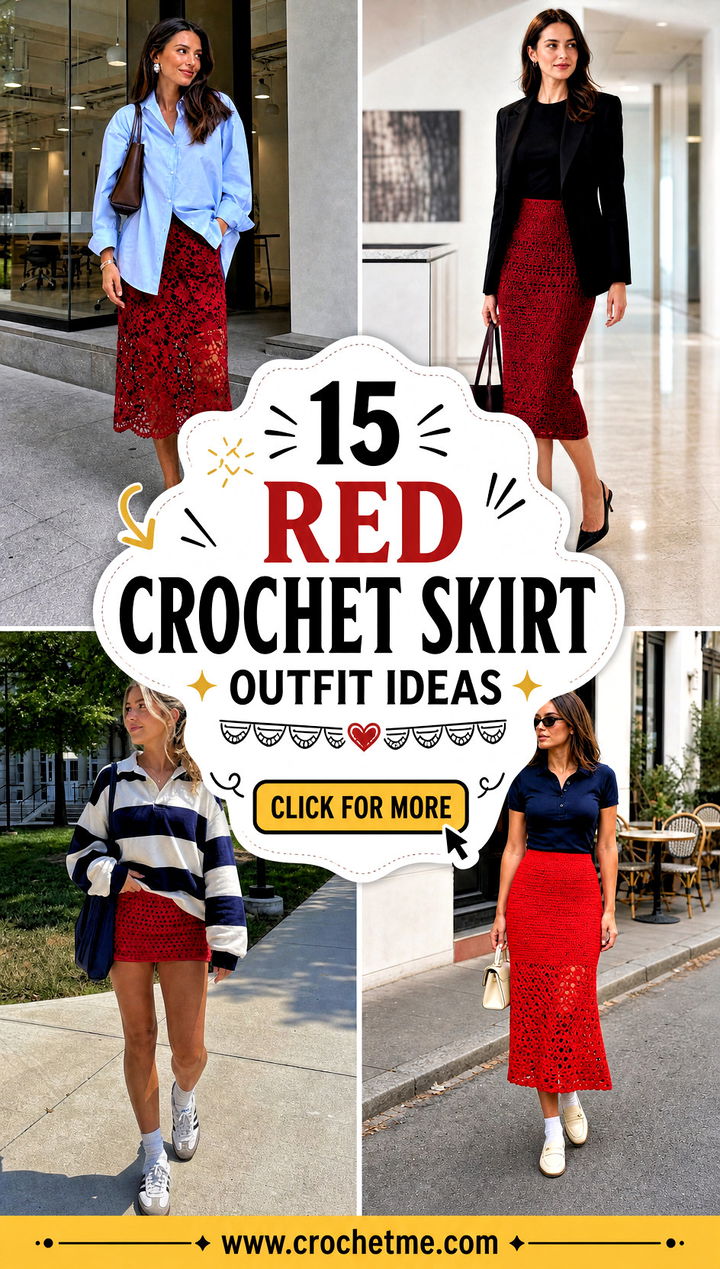 15 red crochet skirt outfit ideas - 15 red crochet skirt outfit ideas