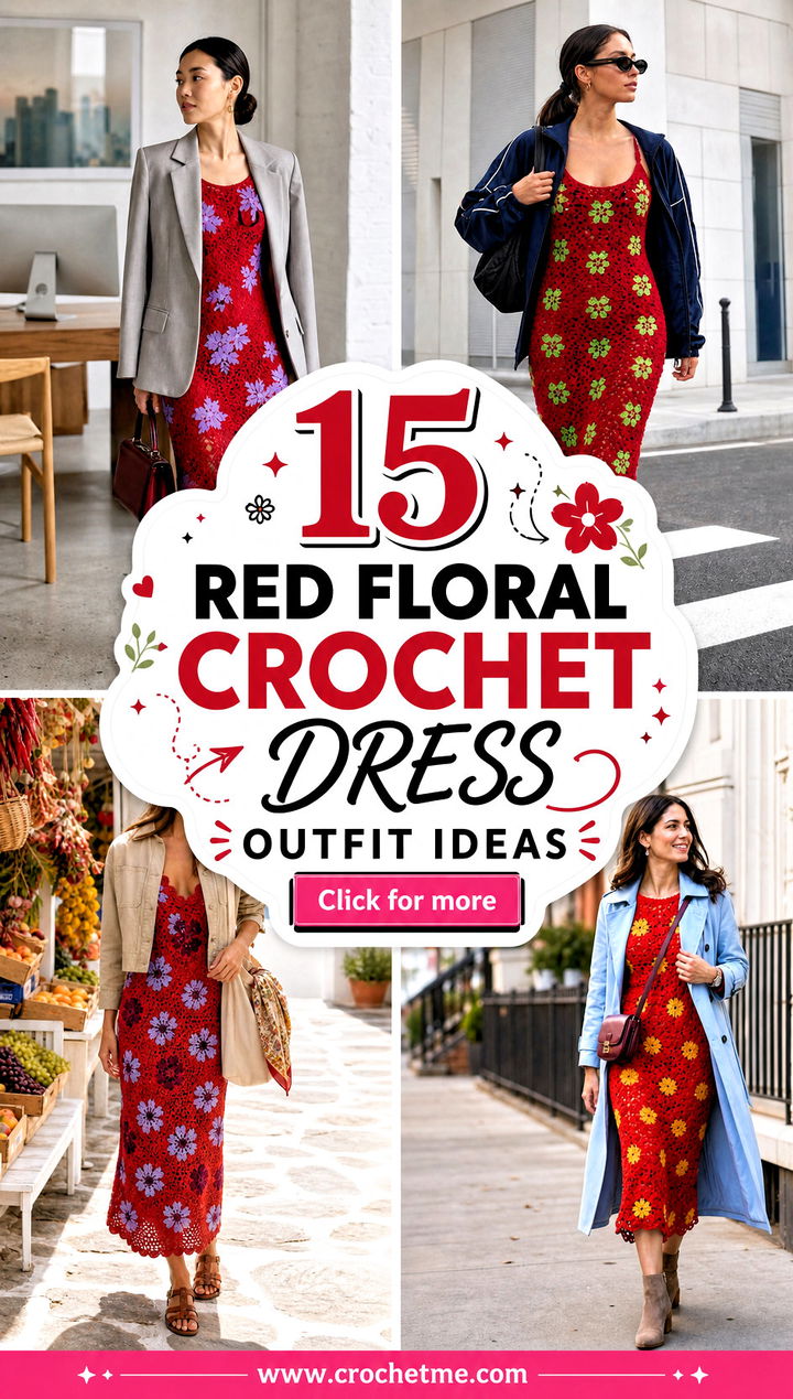 15 red floral crochet dress outfit ideas - 15 red floral crochet dress outfit ideas