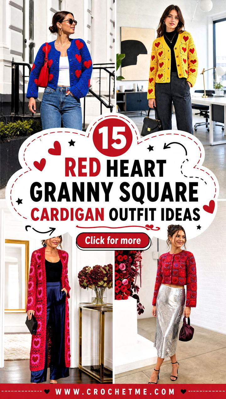 15 red heart granny square cardigan outfit ideas - 15 red heart granny square cardigan outfit ideas