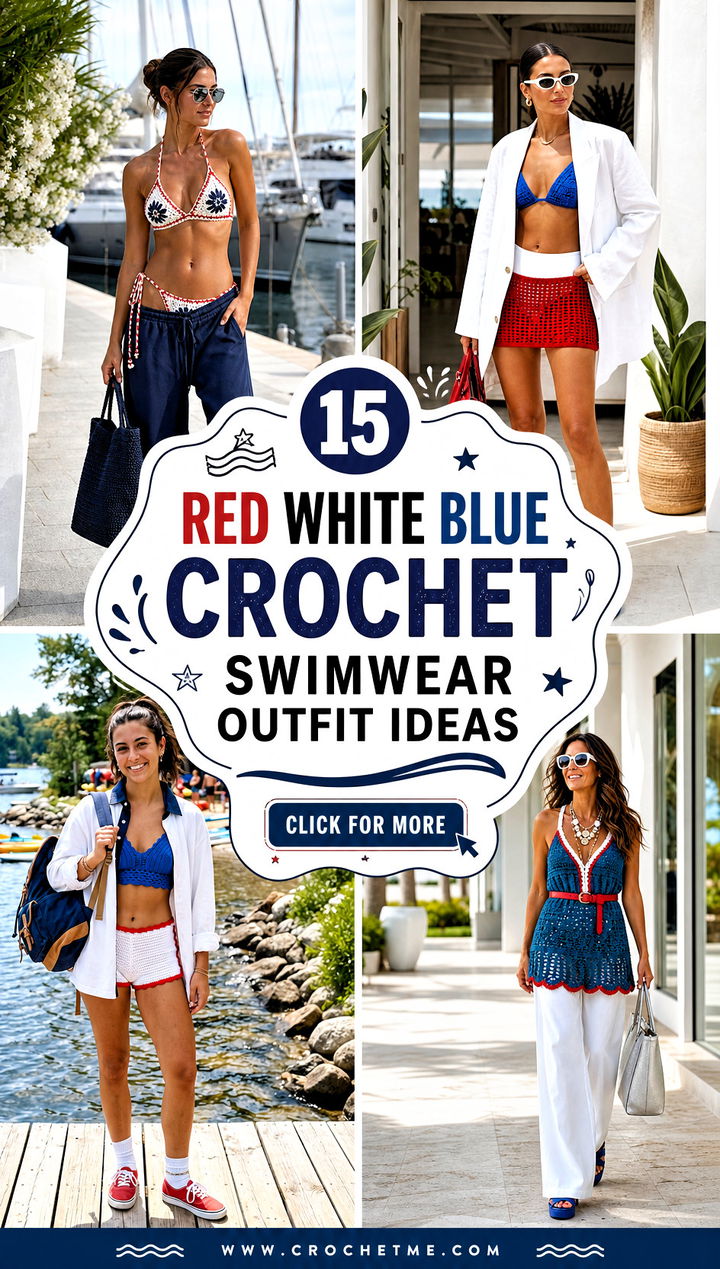 15 red white blue crochet swimwear outfit ideas - 15 red white blue crochet swimwear outfit ideas