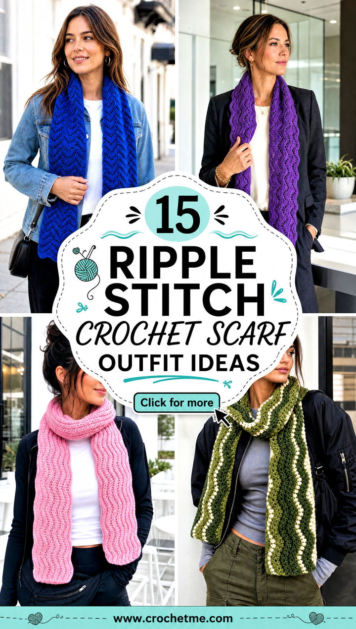 15 ripple stitch crochet scarf outfit ideas - 15 ripple stitch crochet scarf outfit ideas