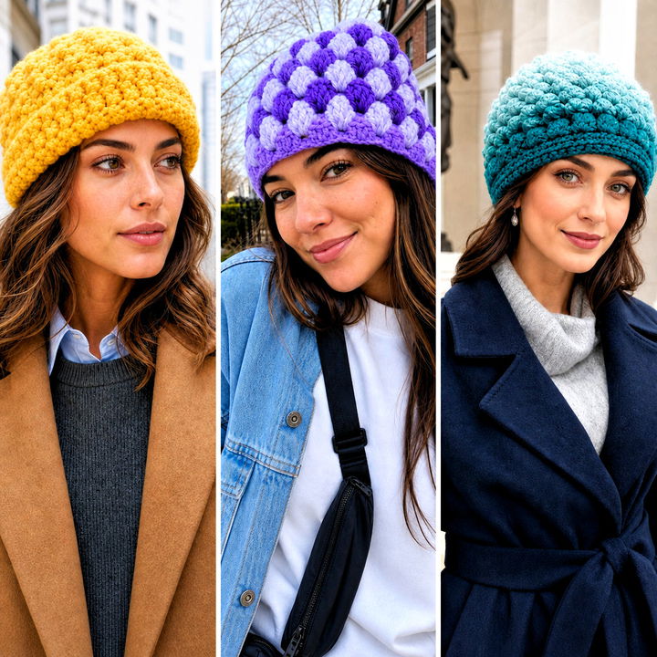 15 Snowy Puff Crochet Hat Outfit Ideas for Playful Winter Style