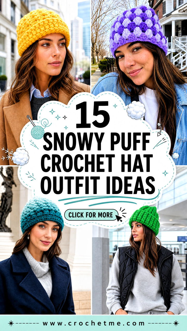 15 snowy puff crochet hat outfit ideas - 15 snowy puff crochet hat outfit ideas