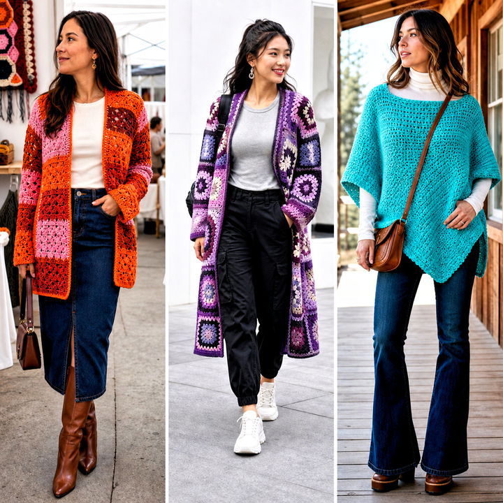 15 Sofa Crochet Sweater Outfit Ideas for Relaxed Cozy Days