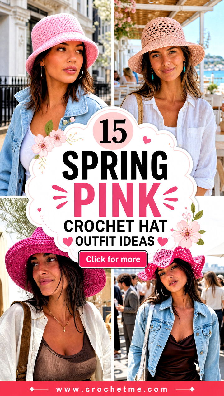 15 spring pink crochet hat outfit ideas - 15 spring pink crochet hat outfit ideas
