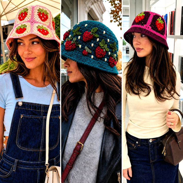 15 Strawberry Crochet Bucket Hat Outfit Ideas for Summer Fun