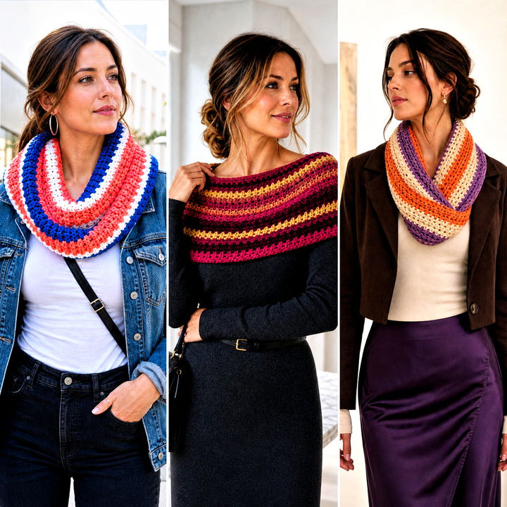 15 Striped Crochet Cowl Outfit Ideas for Cozy Layering