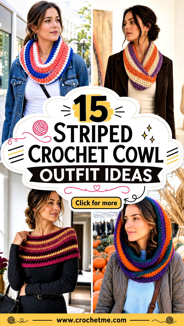 15 striped crochet cowl outfit ideas - 15 striped crochet cowl outfit ideas