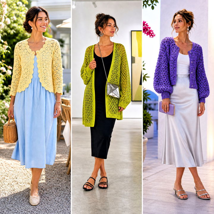 15 Summer Crochet Cardigan Design Outfit Ideas for Breezy Style