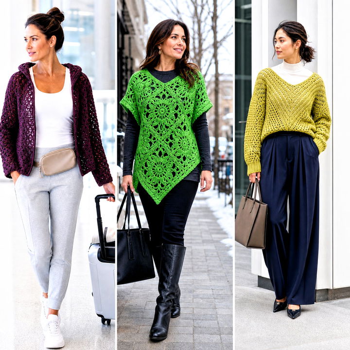 15 Triangle Crochet Sweater Outfit Ideas for Bold Layering