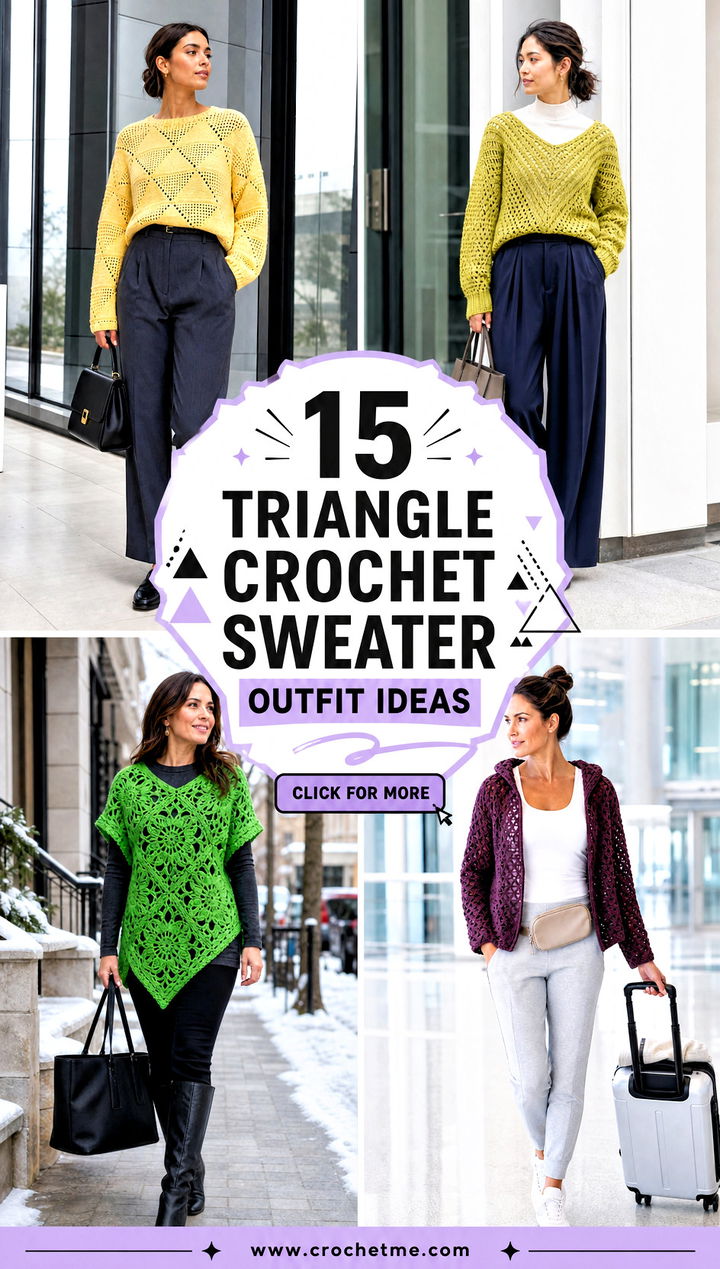 15 triangle crochet sweater outfit ideas - 15 triangle crochet sweater outfit ideas