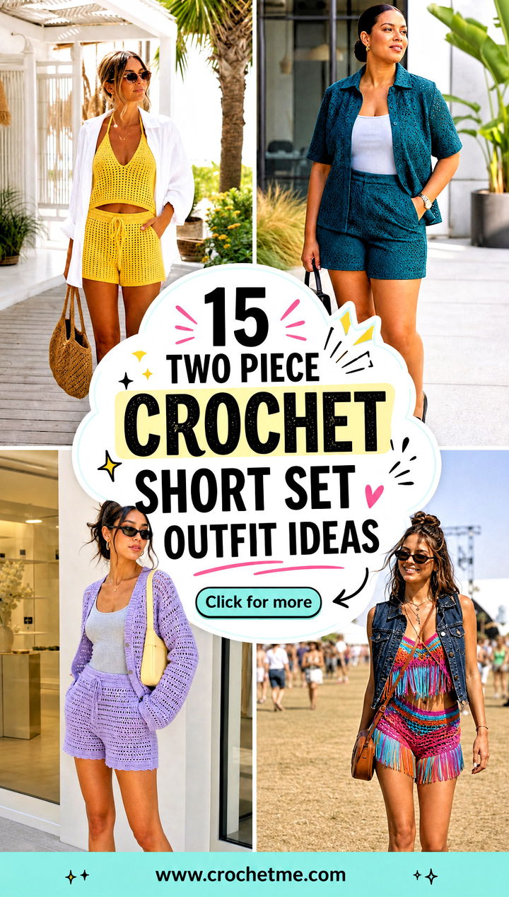15 two piece crochet short set outfit ideas - 15 two piece crochet short set outfit ideas