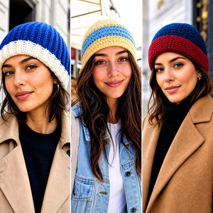 15 Two Tone Crochet Beanie Outfit Ideas for Cold-Weather Style
