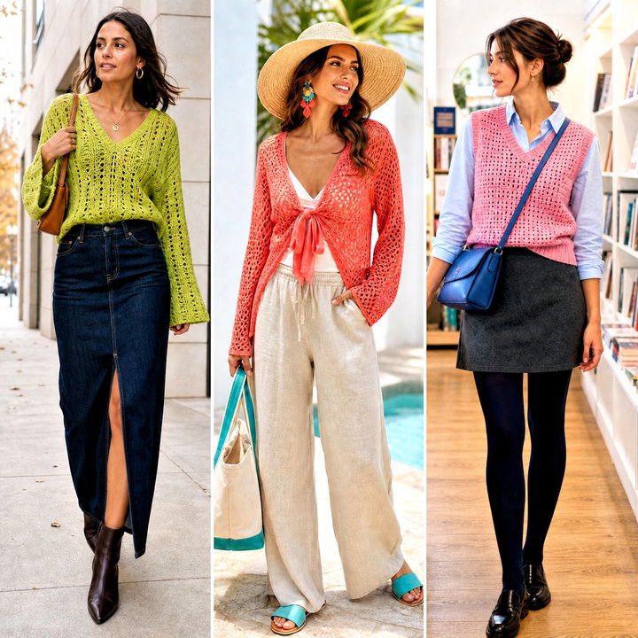 15 V-Neck Crochet Sweater Outfit Ideas for Chic Layering