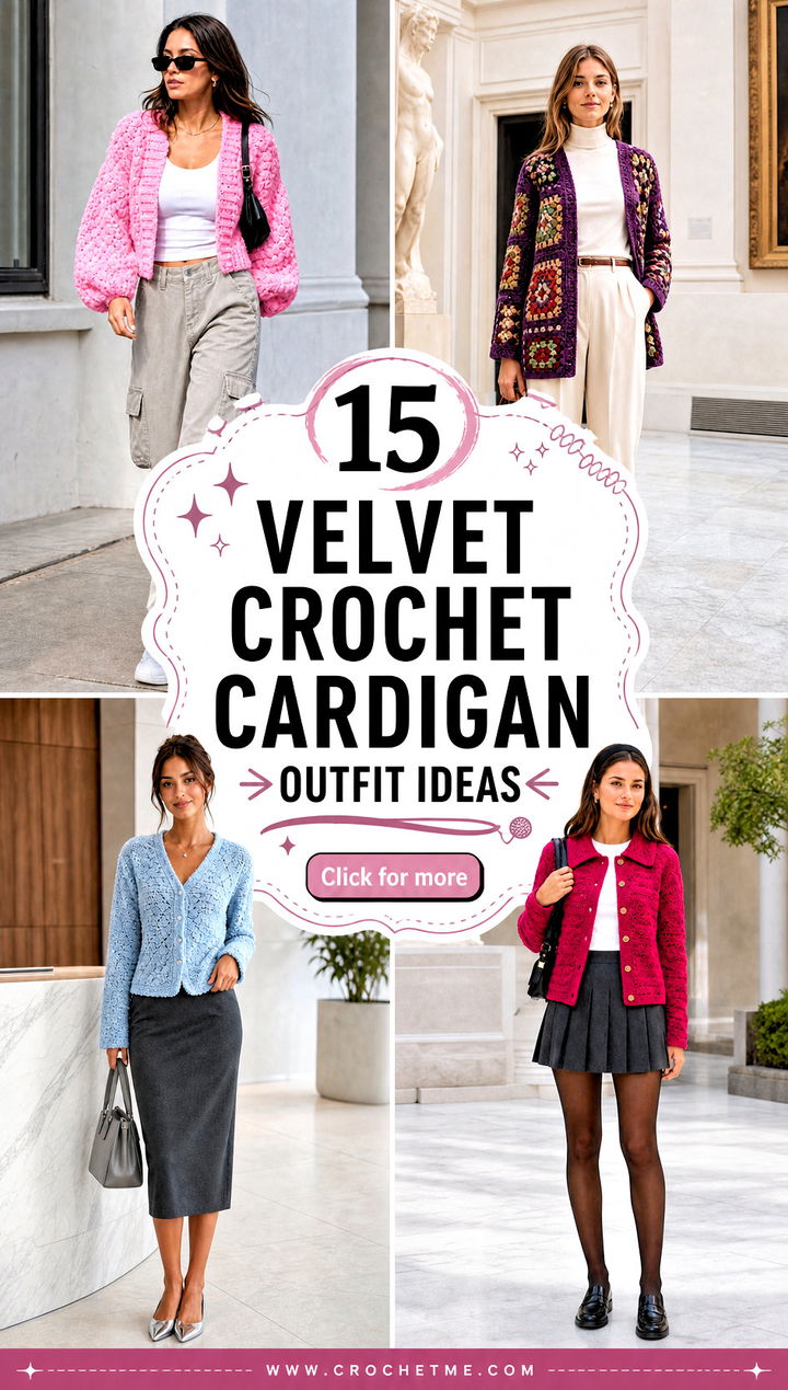 15 velvet crochet cardigan outfit ideas - 15 velvet crochet cardigan outfit ideas