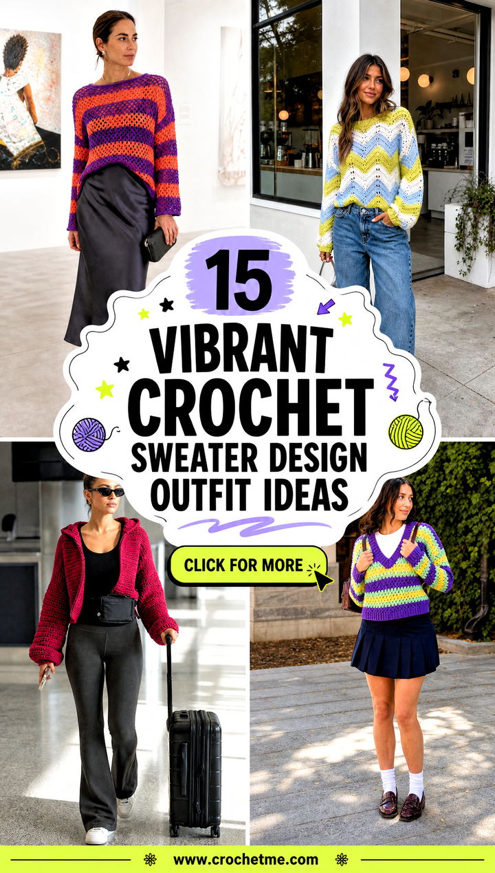 15 vibrant crochet sweater design outfit ideas - 15 vibrant crochet sweater design outfit ideas