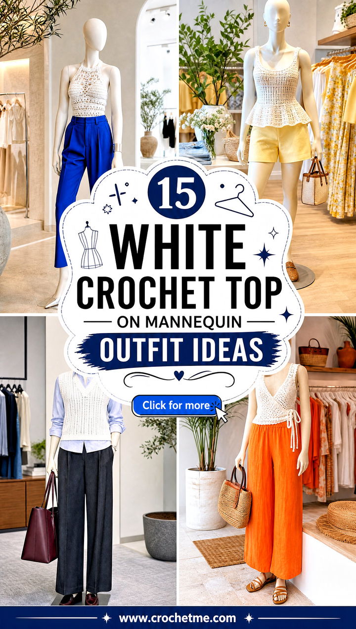 15 white crochet top on mannequin outfit ideas - 15 white crochet top on mannequin outfit ideas