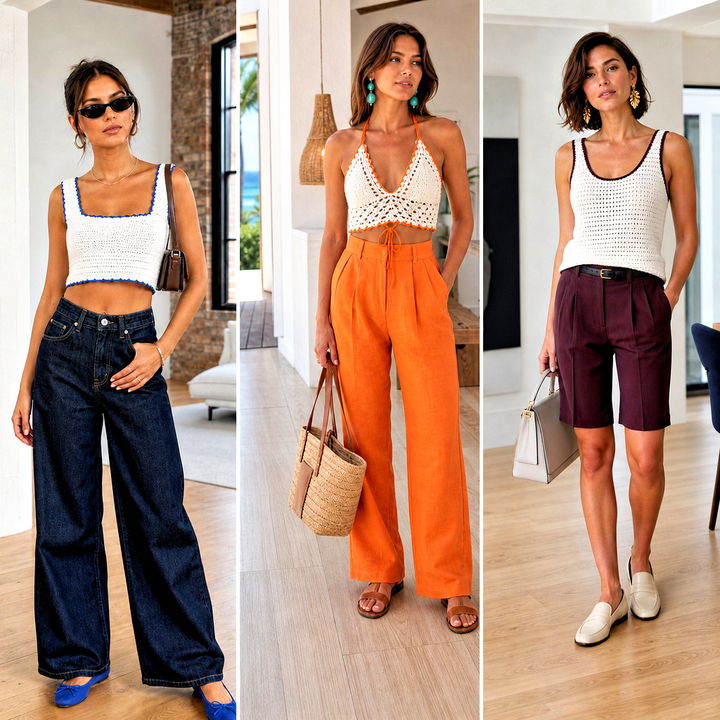 15 White Crochet Top on Wooden Floor Outfit Ideas for Summer
