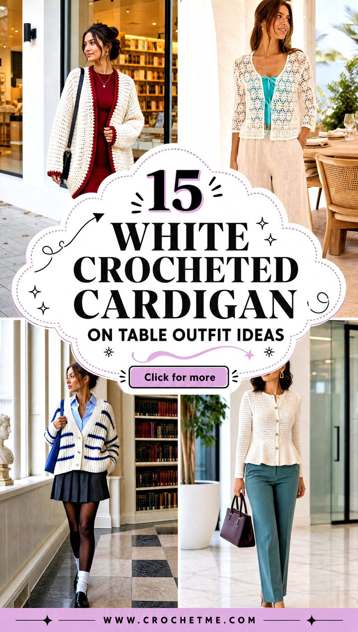 15 white crocheted cardigan on table outfit ideas - 15 white crocheted cardigan on table outfit ideas