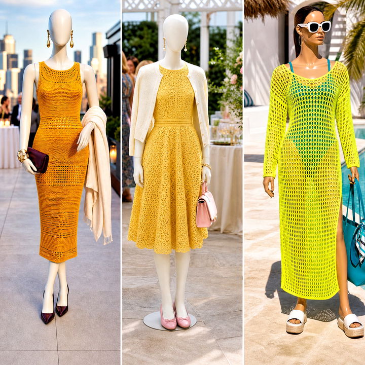 15 Yellow Crochet Dress on Mannequin Outfit Ideas to Inspire You