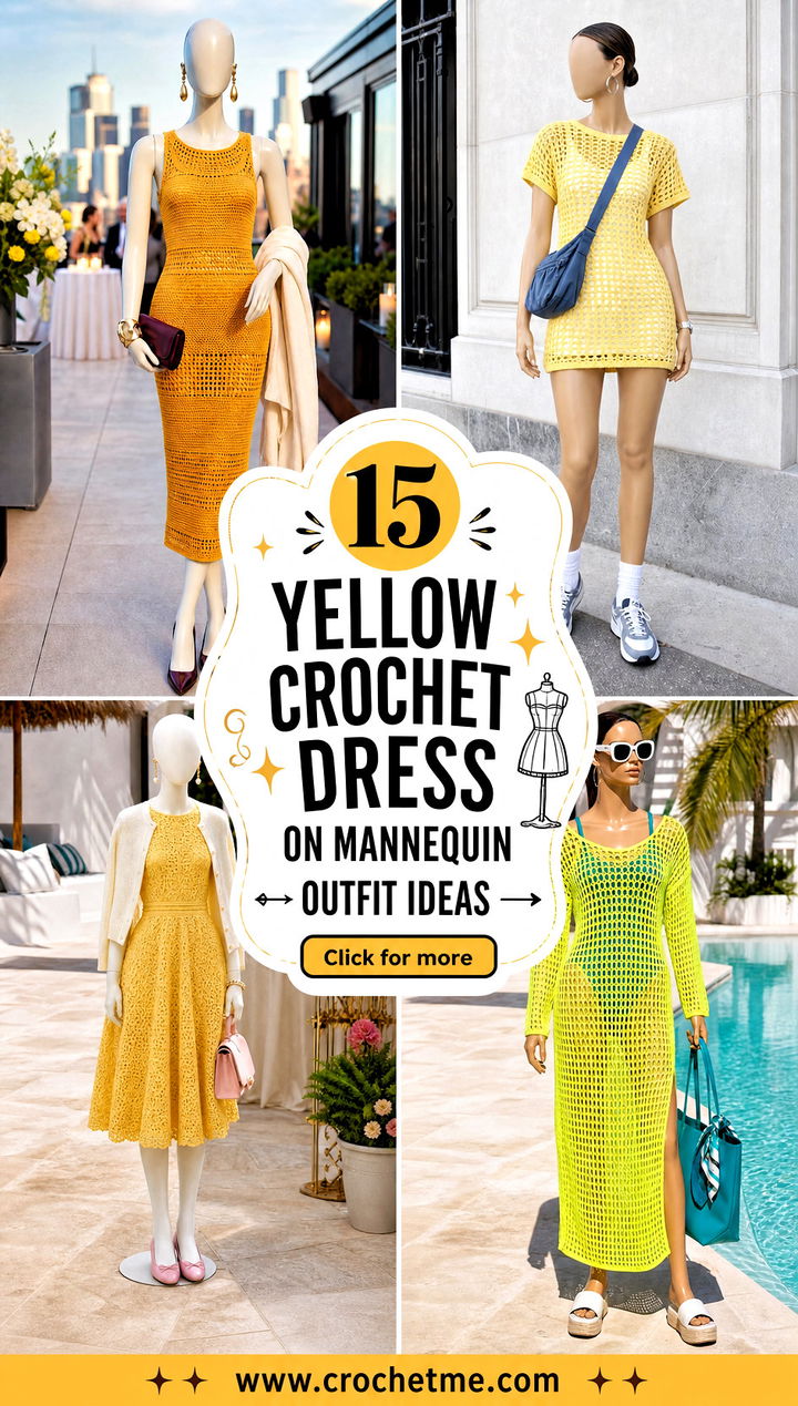 15 yellow crochet dress on mannequin outfit ideas - 15 yellow crochet dress on mannequin outfit ideas