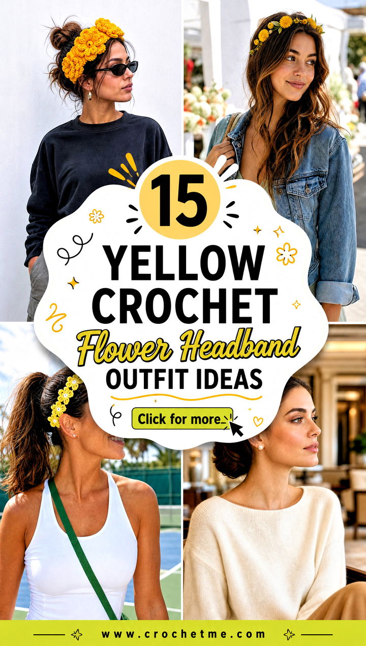 15 yellow crochet flower headband outfit ideas - 15 yellow crochet flower headband outfit ideas