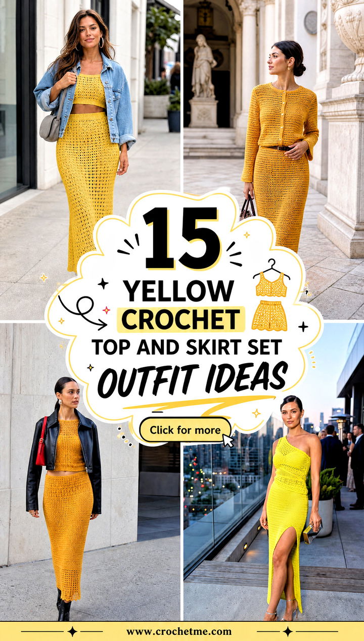 15 yellow crochet top and skirt set outfit ideas - 15 yellow crochet top and skirt set outfit ideas
