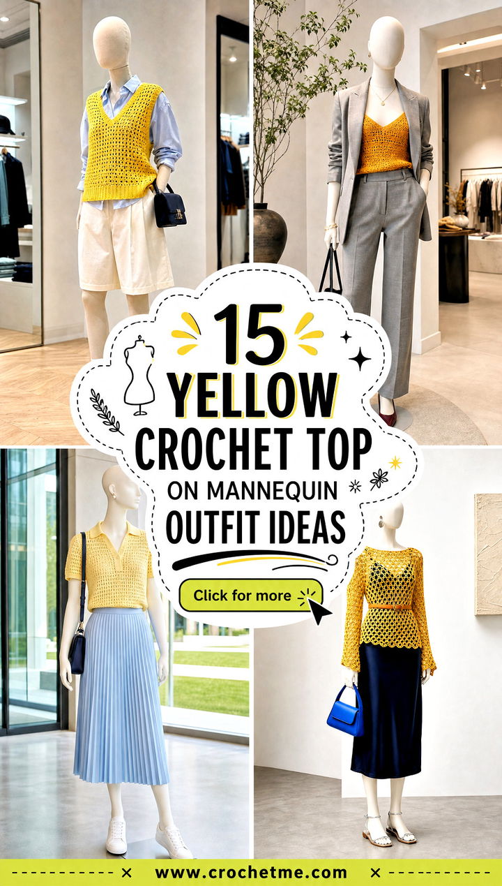 15 yellow crochet top on mannequin outfit ideas - 15 yellow crochet top on mannequin outfit ideas