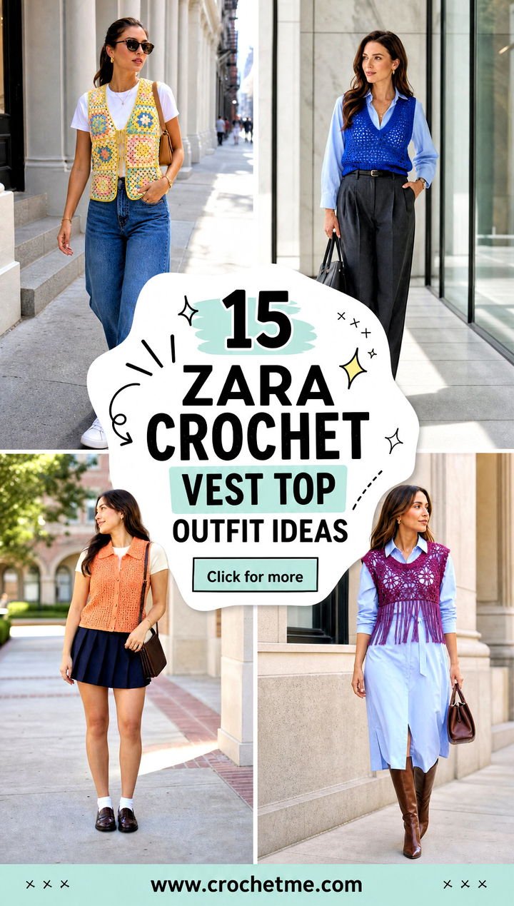 15 zara crochet vest top outfit ideas - 15 zara crochet vest top outfit ideas