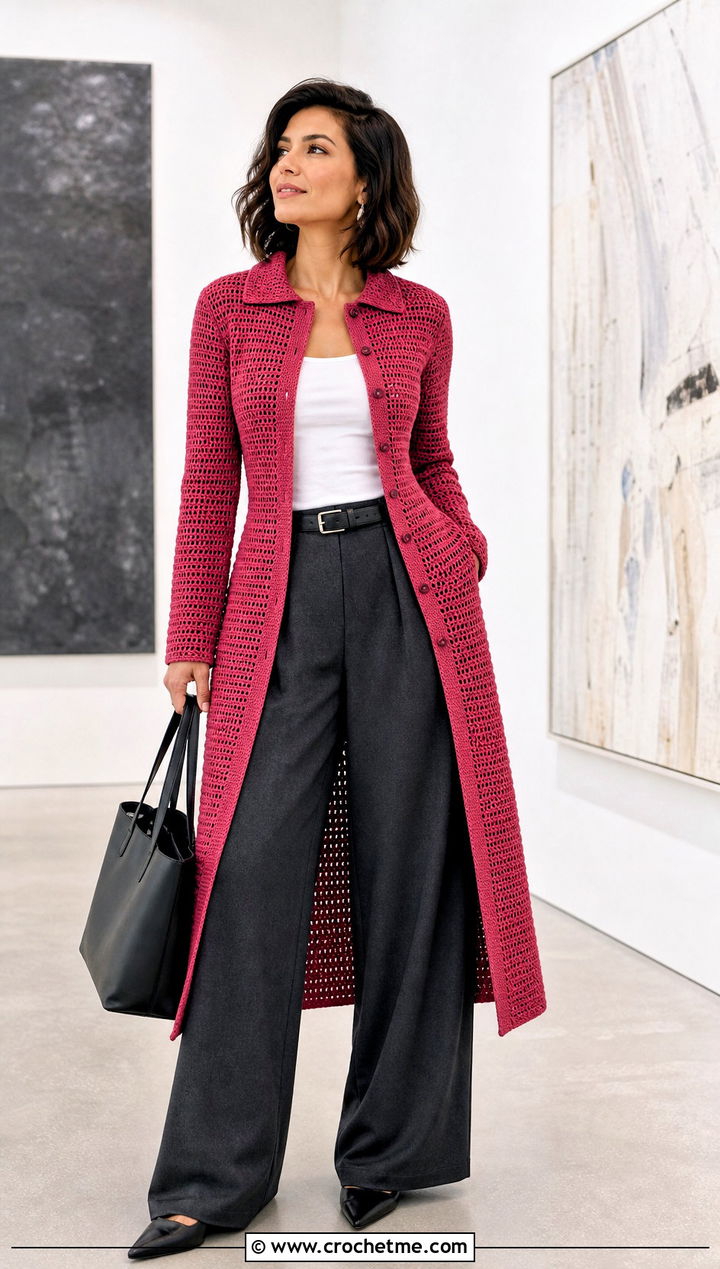 s Crochet Jacket Dress With Wide Leg Trousers - 20 1930S Crochet Dress outfit ideas