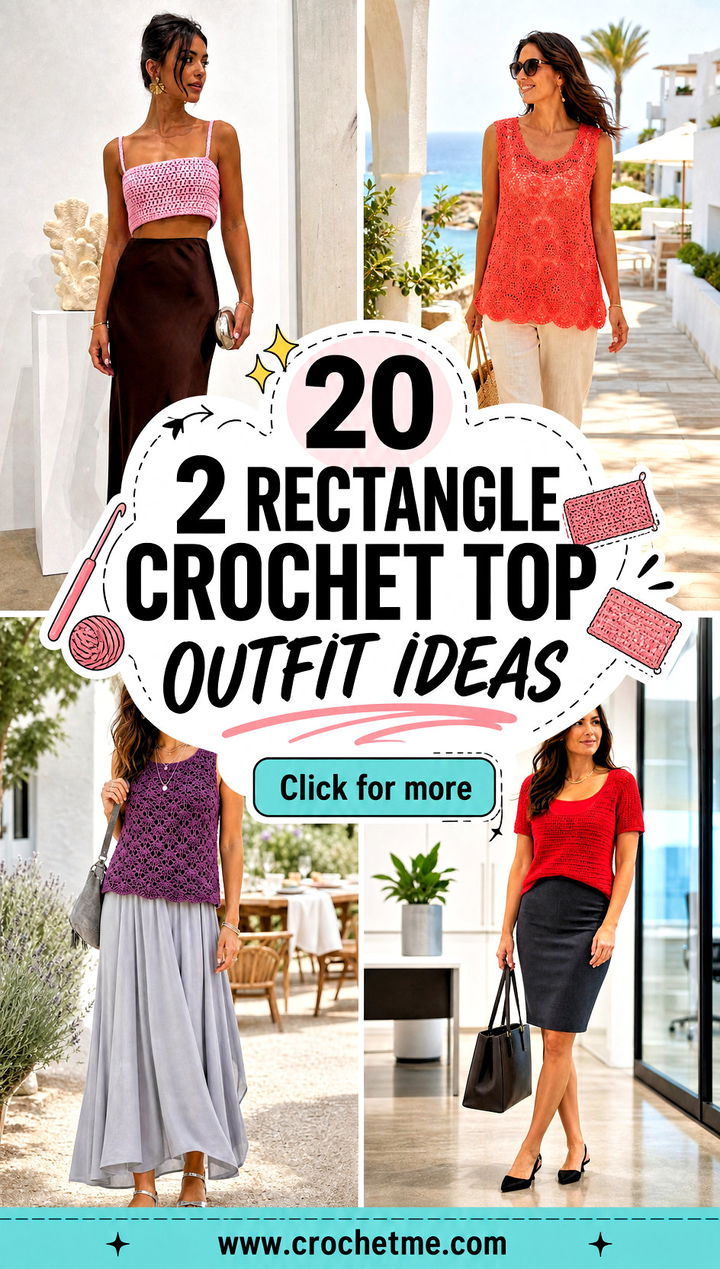 20 2 Rectangle Crochet Top outfit ideas - 20 2 Rectangle Crochet Top outfit ideas