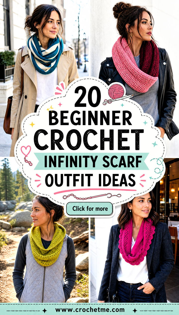 20 Beginner Crochet Infinity Scarf outfit ideas - 20 Beginner Crochet Infinity Scarf outfit ideas