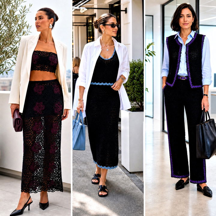 20 Black Crochet Two Piece Outfit Ideas for Sleek Summer Style
