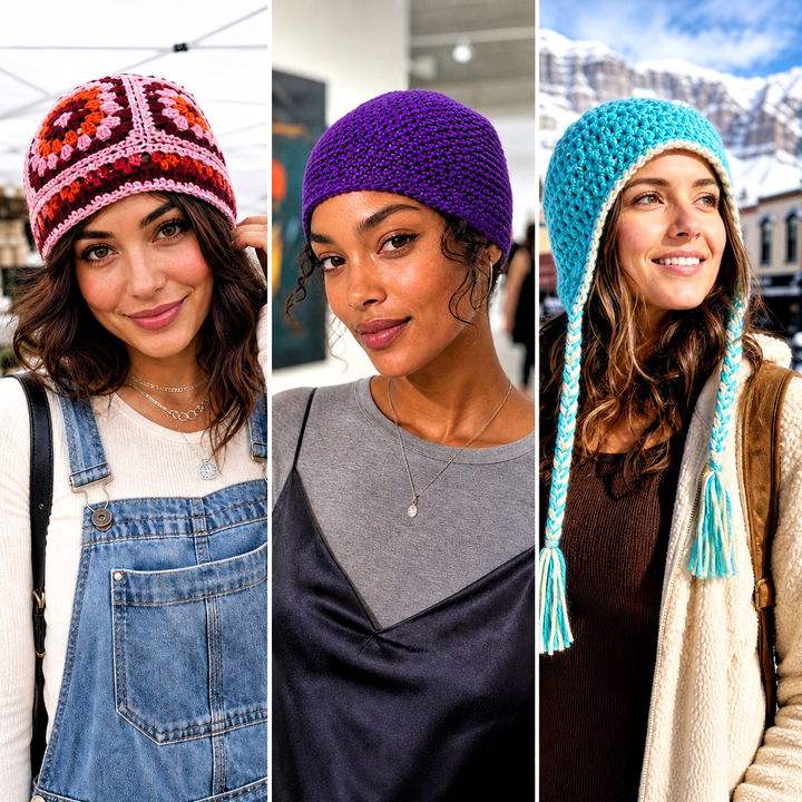 20 Boho Crochet Beanie Outfit Ideas for Cozy Festival Style