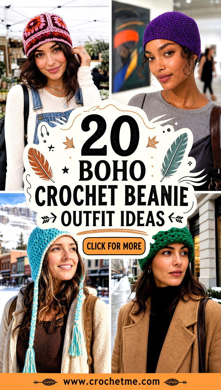 20 Boho Crochet Beanie outfit ideas - 20 Boho Crochet Beanie outfit ideas