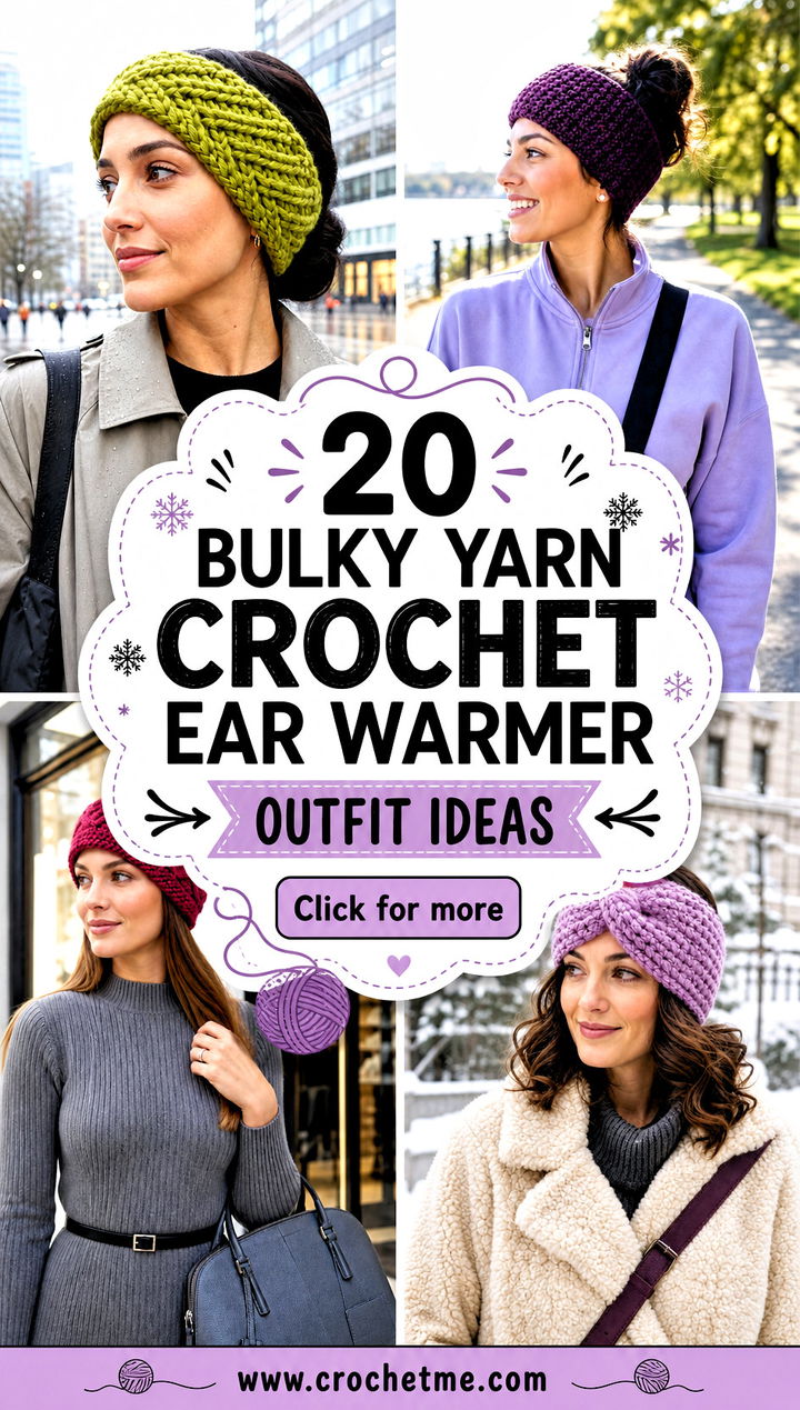 20 Bulky Yarn Crochet Ear Warmer outfit ideas - 20 Bulky Yarn Crochet Ear Warmer outfit ideas