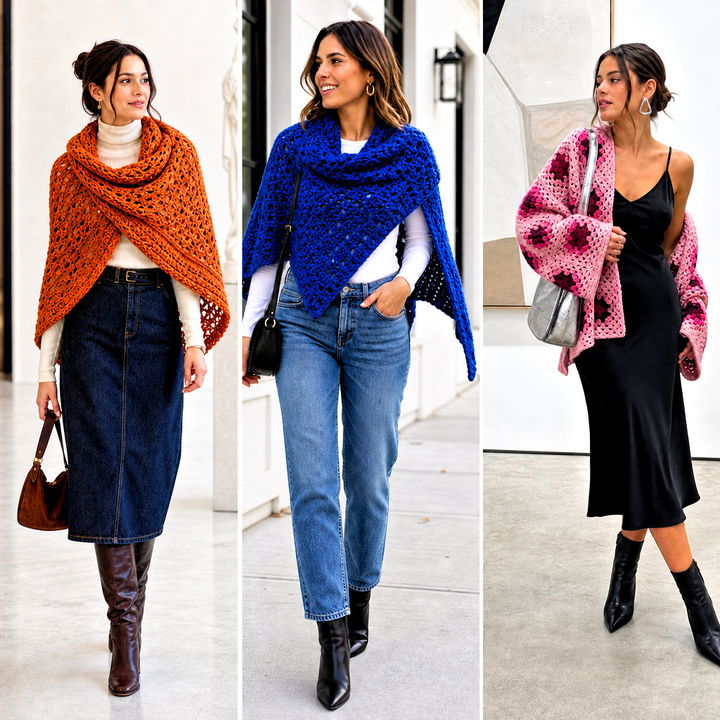 20 Bulky Yarn Crochet Shawl Outfit Ideas for Cozy Layers