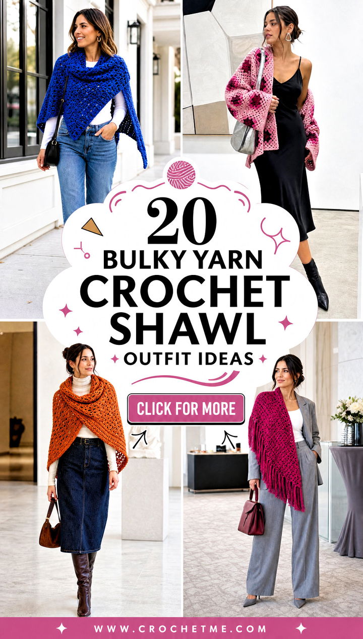 20 Bulky Yarn Crochet Shawl outfit ideas - 20 Bulky Yarn Crochet Shawl outfit ideas