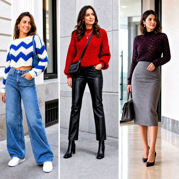 20 Chevron Crochet Sweater outfit ideas