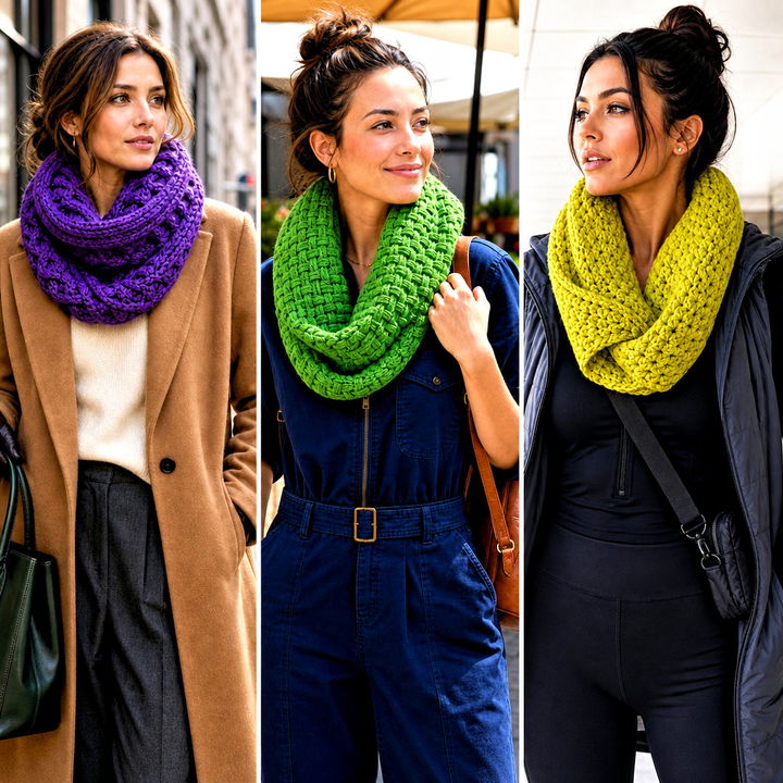 20 Chunky Crochet Infinity Scarf Outfit Ideas for Winter