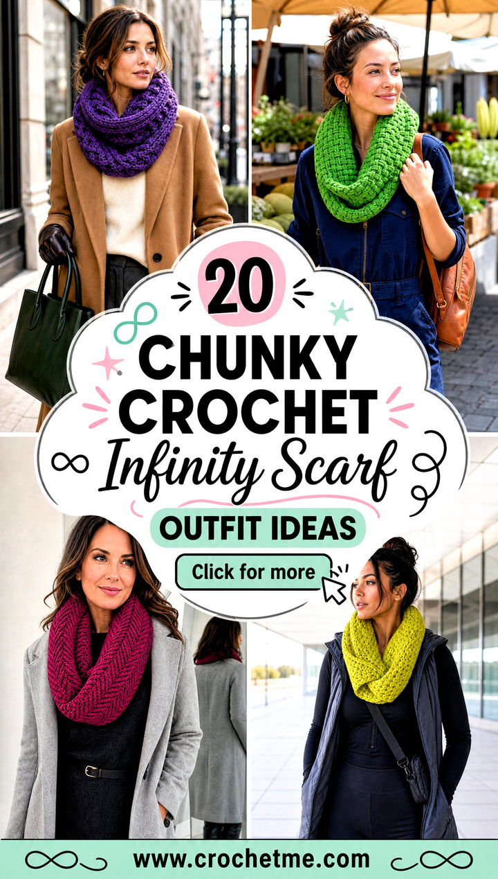 20 Chunky Crochet Infinity Scarf outfit ideas - 20 Chunky Crochet Infinity Scarf outfit ideas