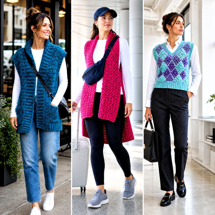 20 Chunky Yarn Crochet Vest Outfit Ideas for Easy Layers