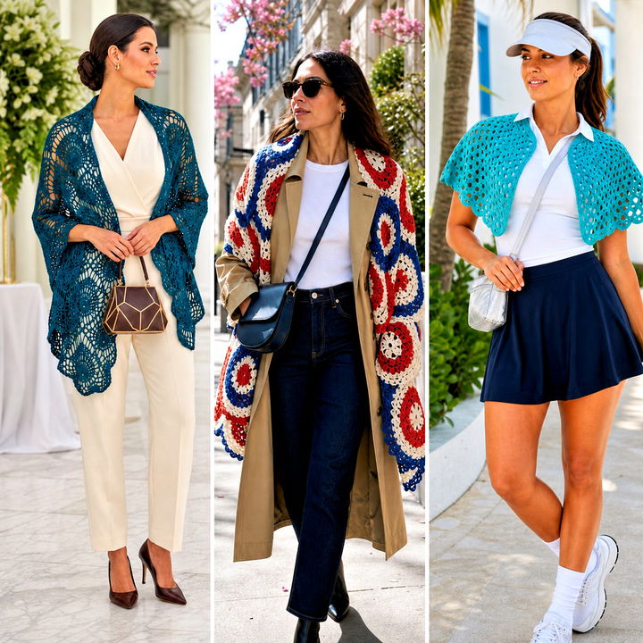 20 Circle Crochet Shawl Outfit Ideas for Graceful Layers