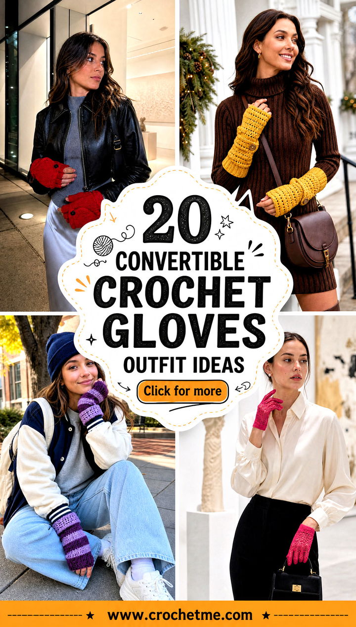 20 Convertible Crochet Gloves outfit ideas - 20 Convertible Crochet Gloves outfit ideas