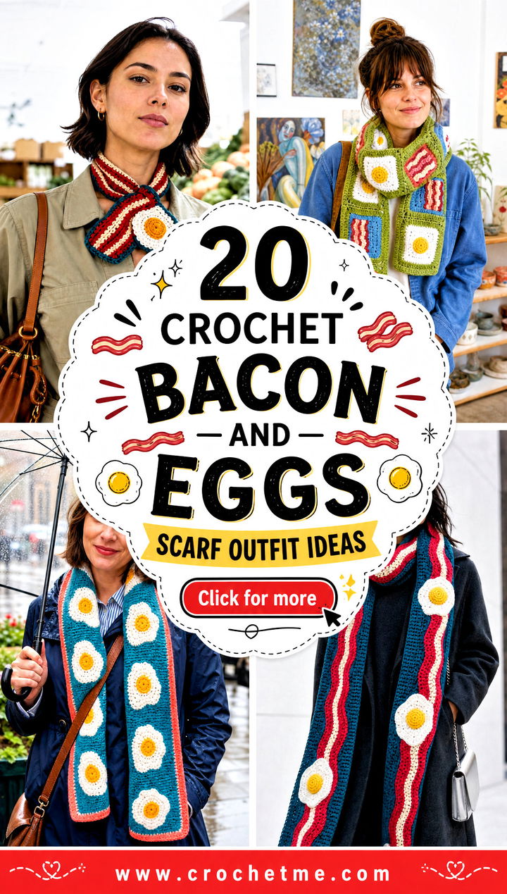 20 Crochet Bacon And Eggs Scarf outfit ideas - 20 Crochet Bacon And Eggs Scarf outfit ideas