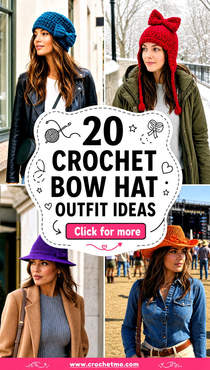 20 Crochet Bow Hat outfit ideas - 20 Crochet Bow Hat outfit ideas