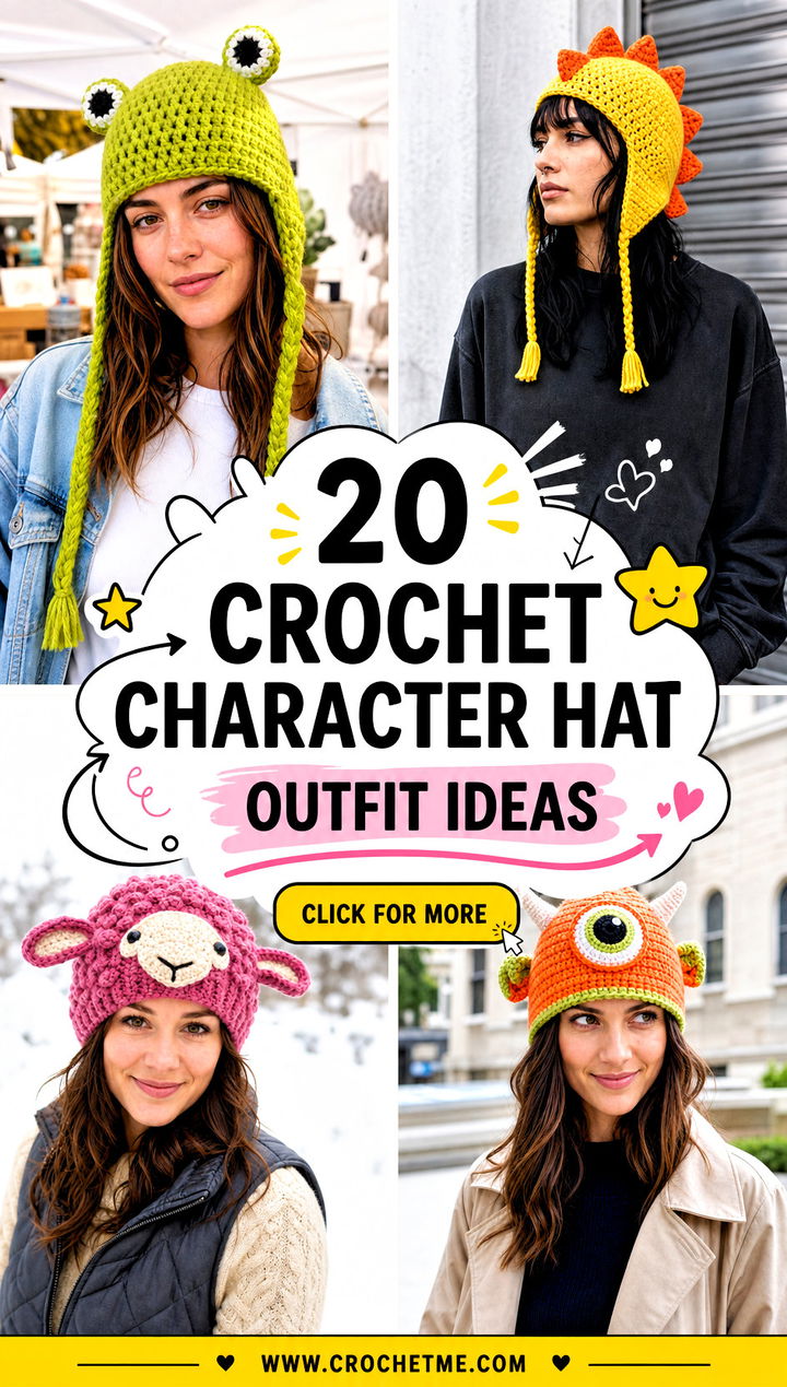 20 Crochet Character Hat outfit ideas - 20 Crochet Character Hat outfit ideas