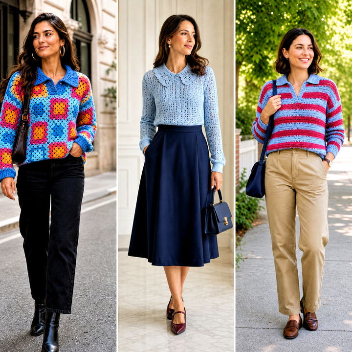 20 Crochet Collared Sweater Outfit Ideas for Cozy Layered Looks