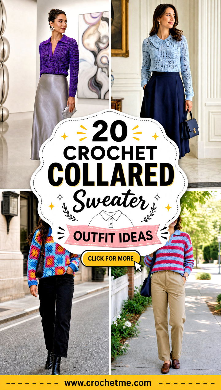 20 Crochet Collared Sweater outfit ideas - 20 Crochet Collared Sweater outfit ideas